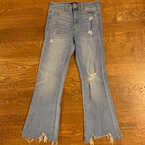 Vervet High Waist Light Wash Crop Flare Fray Jeans